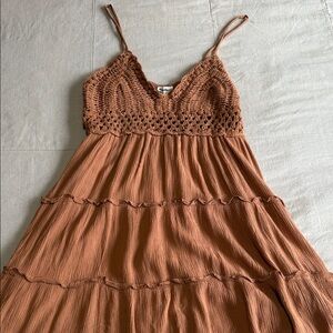Charlotte Russe Brown Crochet Maxi Dress
